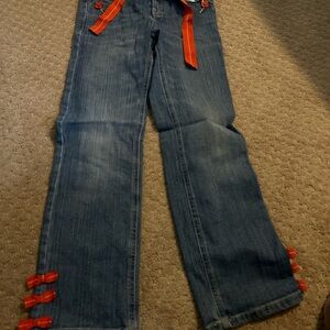 Gymboree Blue Jeans with Red Bow Accents